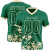 Custom Kelly Green Cream 3D Pattern Splash Authentic Football Jersey