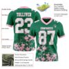Custom Kelly Green White-Light Pink 3D Pattern Splash Authentic Football Jersey
