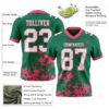 Custom Kelly Green White-Neon Pink 3D Pattern Splash Authentic Football Jersey