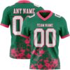 Custom Kelly Green White-Neon Pink 3D Pattern Splash Authentic Football Jersey