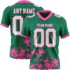 Custom Kelly Green White-Pink 3D Pattern Splash Authentic Football Jersey