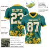 Custom Teal White-Gold 3D Pattern Splash Authentic Football Jersey