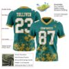 Custom Teal White-Old Gold 3D Pattern Splash Authentic Football Jersey