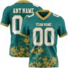 Custom Teal White-Old Gold 3D Pattern Splash Authentic Football Jersey