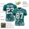 Custom Teal White-Gray 3D Pattern Splash Authentic Football Jersey
