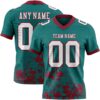 Custom Teal White-Crimson 3D Pattern Splash Authentic Football Jersey