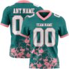 Custom Teal White-Medium Pink 3D Pattern Splash Authentic Football Jersey