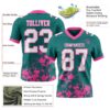 Custom Teal White-Pink 3D Pattern Splash Authentic Football Jersey