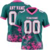 Custom Teal White-Pink 3D Pattern Splash Authentic Football Jersey