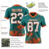 Custom Teal White-Orange 3D Pattern Splash Authentic Football Jersey
