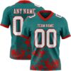 Custom Teal White-Red 3D Pattern Splash Authentic Football Jersey