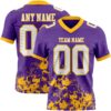 Custom Purple White-Gold 3D Pattern Splash Authentic Football Jersey