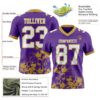 Custom Purple White-Old Gold 3D Pattern Splash Authentic Football Jersey