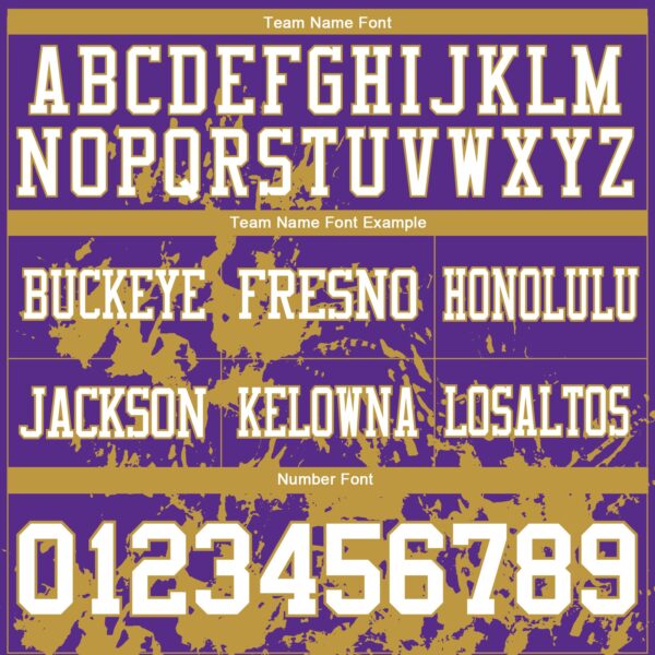 Custom Purple White-Old Gold 3D Pattern Splash Authentic Football Jersey