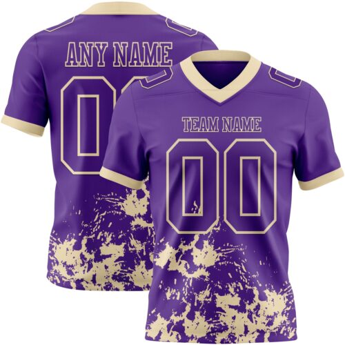 Custom Purple White-Cream 3D Pattern Splash Authentic Football Jersey