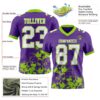 Custom Purple White-Neon Green 3D Pattern Splash Authentic Football Jersey