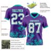 Custom Purple White-Aqua 3D Pattern Splash Authentic Football Jersey