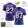 Custom Purple White-Teal 3D Pattern Splash Authentic Football Jersey