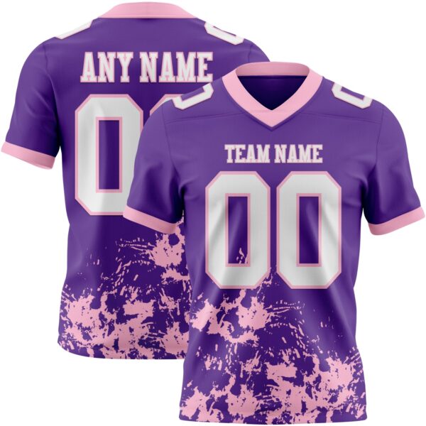 Custom Purple White-Light Pink 3D Pattern Splash Authentic Football Jersey
