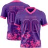 Custom Purple Pink 3D Pattern Splash Authentic Football Jersey