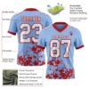 Custom Light Blue White-Red 3D Pattern Splash Authentic Football Jersey
