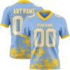 Custom Light Blue White-Yellow 3D Pattern Splash Authentic Football Jersey