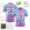 Custom Light Blue White-Pink 3D Pattern Splash Authentic Football Jersey