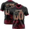 Custom Black Vintage USA Flag Crimson-Cream 3D Pattern Splash Authentic Football Jersey