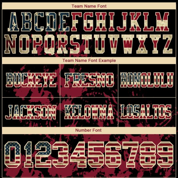 Custom Black Vintage USA Flag Crimson-Cream 3D Pattern Splash Authentic Football Jersey