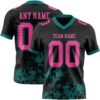 Custom Black Pink-Teal 3D Pattern Splash Authentic Football Jersey