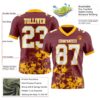 Custom Burgundy White-Gold 3D Pattern Splash Authentic Football Jersey