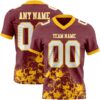 Custom Burgundy White-Gold 3D Pattern Splash Authentic Football Jersey