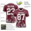 Custom Burgundy White-Gray 3D Pattern Splash Authentic Football Jersey