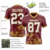 Custom Burgundy White-Old Gold 3D Pattern Splash Authentic Football Jersey