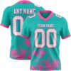 Custom Aqua White-Pink 3D Pattern Splash Authentic Football Jersey