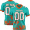 Custom Aqua White-Orange 3D Pattern Splash Authentic Football Jersey