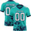 Custom Aqua White-Navy 3D Pattern Splash Authentic Football Jersey