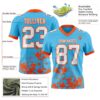 Custom Sky Blue White-Orange 3D Pattern Splash Authentic Football Jersey