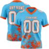 Custom Sky Blue White-Orange 3D Pattern Splash Authentic Football Jersey