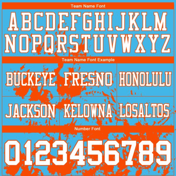 Custom Sky Blue White-Orange 3D Pattern Splash Authentic Football Jersey