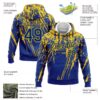 Custom Stitched Royal Yellow 3D Pattern Design Splash Grunge Art Sports Pullover Sweatshirt Hoodie