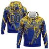 Custom Stitched Royal Yellow 3D Pattern Design Splash Grunge Art Sports Pullover Sweatshirt Hoodie