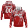 Custom Stitched Red White-Gray 3D Pattern Design Splash Grunge Art Sports Pullover Sweatshirt Hoodie