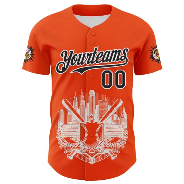 Custom Orange Black-White 3D Urban City Edition Sports Authentic Baseball Jersey
