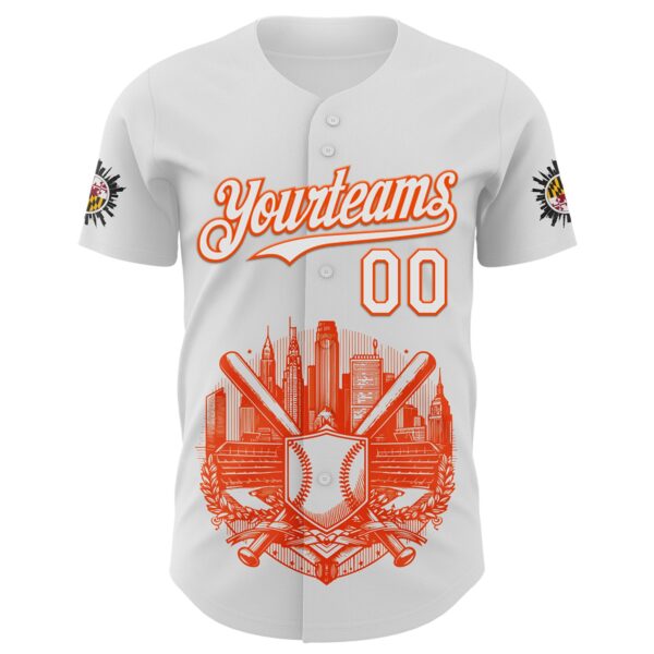 Custom White Orange 3D Urban City Edition Sports Authentic Baseball Jersey