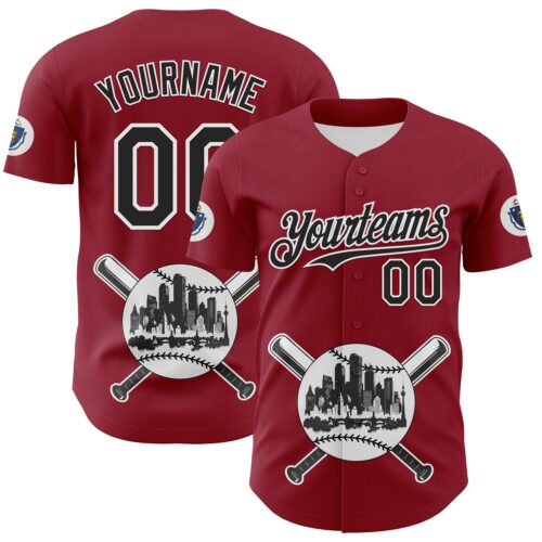 Custom Cardinal Black-White 3D Urban City Edition Sports Authentic Baseball Jersey
