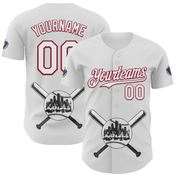 Custom White Cardinal-Black 3D Urban City Edition Sports Authentic Baseball Jersey