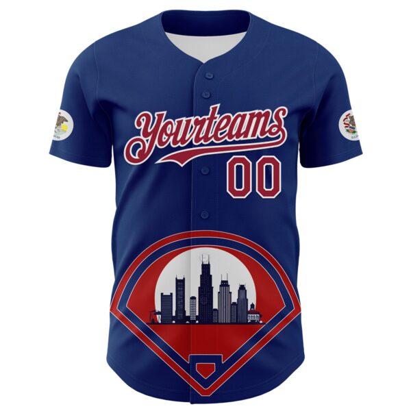 Custom Blue Cardinal-White 3D Urban City Edition Sports Authentic Baseball Jersey