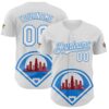 Custom White Electric Blue-Red 3D Urban City Edition Sports Authentic Baseball Jersey