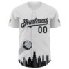 Custom White Black-Gray 3D Urban City Edition Sports Authentic Baseball Jersey